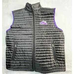 Colorado Rockies Mens L Puffer Vest King Sooper Black Full Zip